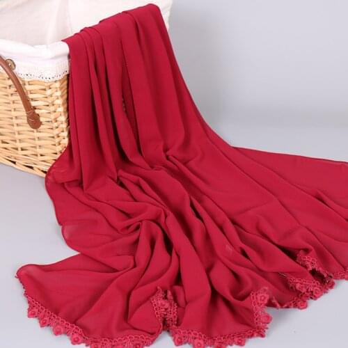 Ladies high quality bubble chiffon lace shawls muslim hijab flower scarves plain wraps headband long fashion scarf 180*73cm