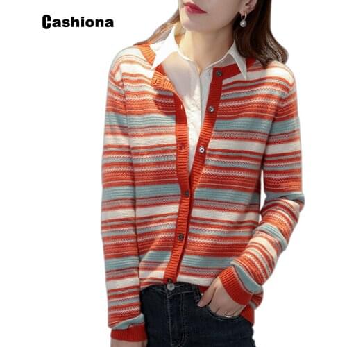 Women Sweaters Top Cardigans 2021 Spring Autumn New Knitting Sweaters Patchwork Stripe Long Sleeve Femme Winter Fleece Clothes