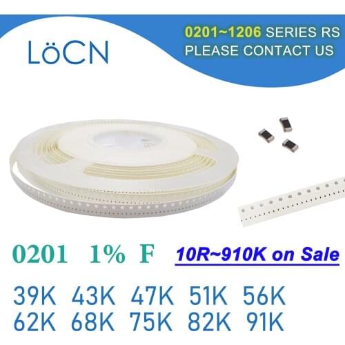 0201 F 1% 15000pcs SMD 39K 43K 47K 51K 56K 62K 68K 75K 82K 91K OHM chip Resistor high quality LoCNService