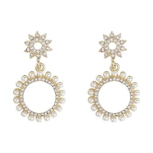 10 pair/ lot fashion jewelry accessories gold metal star round pearl earrings