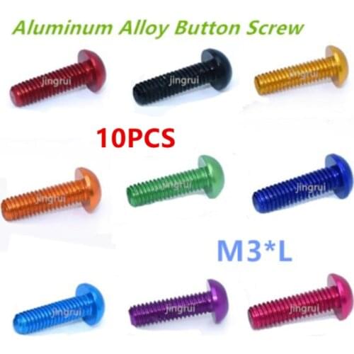 10pc aluminum hexagon socket button head screw M3*5/6/8/10/12/14/16 Aluminum Alloy round head allen socket screws