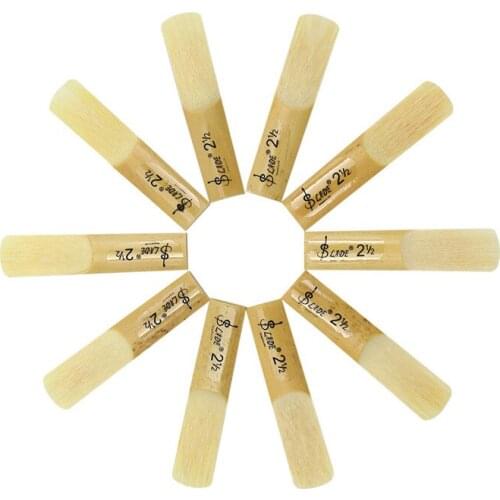 10Pcs Clarinet Reed Set 2-1/2 2.5 Strength Bamboo Whistle for Woodwind Instrument