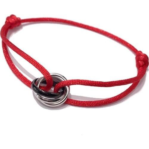 15 Colors Adjustable Cotton Rope With Silver Black Steel Circle Bracelet For Men Women Jewelry