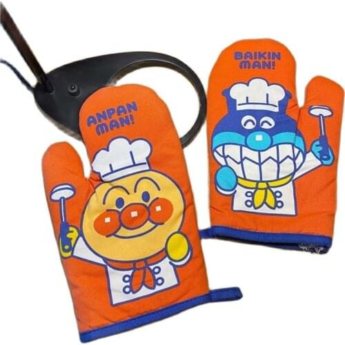 2pcs/pair cute non-slip Anpanman cotton fashion Nordic kitchen cooking microwave oven gloves baking BBQ insulation pad oven glov
