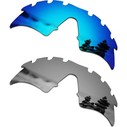 SmartVLT 2 Pieces Polarized Sunglasses Replacement Lenses for Oakley M Frame Sweep Vented Ice Blue and Silver Titanium