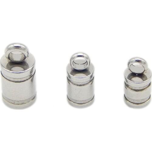 20pcs/lot Stainless Steel Cord End Clasps Crimp Bead For 2/3/4/5/6mm Round Leather Cord DIY Connector