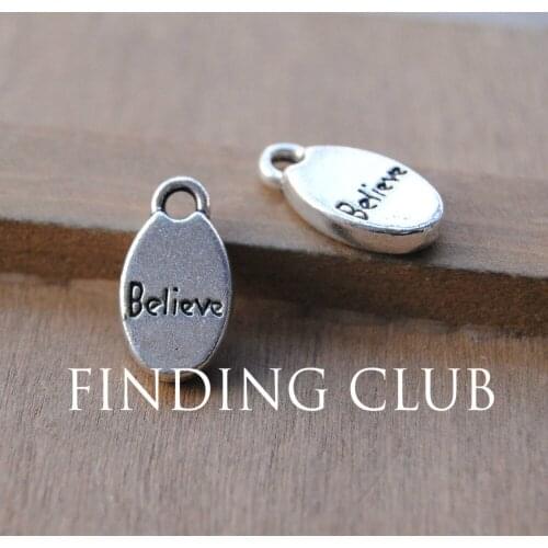 30 pcs Silver Color Letter Believe Letter Charms Metal Bracelet Necklace Jewelry Findings A563