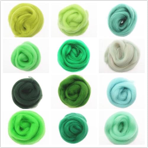 50/100g/ Green Color Series Wool Fibre Flower Animal Wool Felting Handmade Spinning DIY Craft Materials Tool Felt Felting Wool