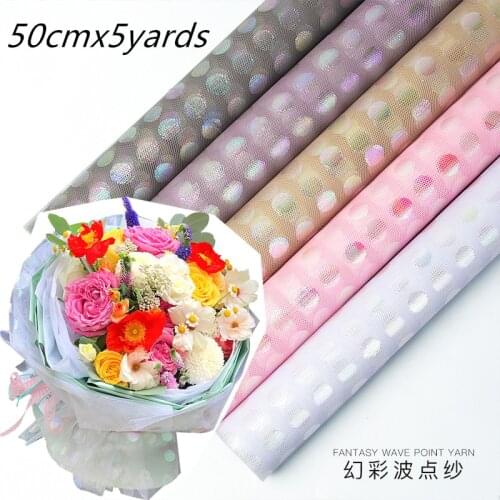 50cm*5yards Korean Style Dot yarn Flower Shop Rose Bouquet Wrapping Paper Mesh Yarn Flower Paper Flower Packaging Material