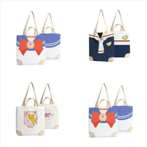 Anime Sailor Moon Card Captor Sakura Handbag Cosplay Canvas School Student Shoulder Messager Bag Gift for Women