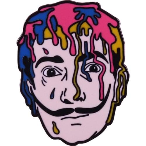 Salvador Dali pin surreal painter brooch pastel art badge artist gift shirts jackets accessory