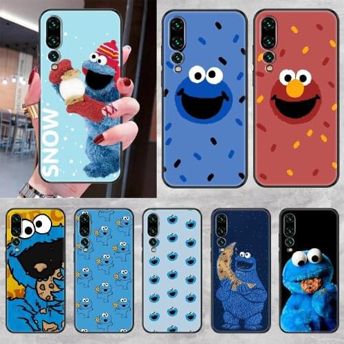 Cartoon cookie monster Phone case For Huawei P Mate P10 P20 P30 P40 10 20 Smart Z Pro Lite 2019 black tpu shell art funda soft