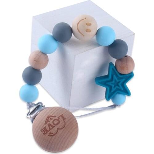 Handmade Silicone Pacifier Chains Safe Teething Chain Star Shaped Baby Teether Eco-friendly Pacifier Clips Holder Chain