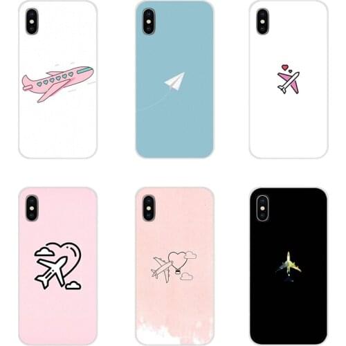 For Xiaomi Mi4 Mi5 Mi5S Mi6 Mi A1 A2 A3 5X 6X 8 CC 9 T Lite SE Pro Transparent Soft Shell Covers Simple lovely cartoon air plane