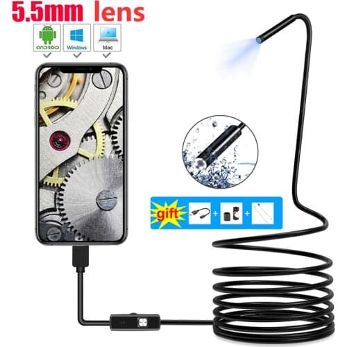 5.5MM Lens 1M/2M/5M soft Cable Inspection endoscop Android USB Endoscope Camera Led Light Borescopes Camera For PC Android Phone