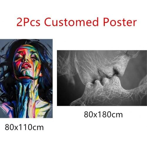 2Pcs Customed Canvas Art Paintings Modern Wall Posters and Prints Cuadros Pictures for Living Room Decoration No Frame
