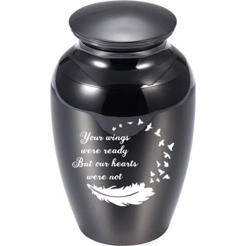 Wings of Love Fly on the Feather Small Cremation Ashes Urns Aluminum Alloy Urn Funeral Urn Memorial Angel Souvenir