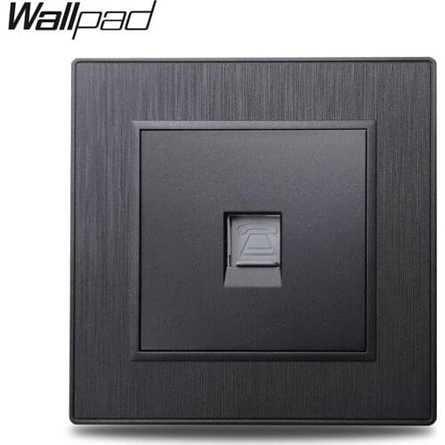 Wallpad S6 Black Silver Gold RJ11Telephone Phone Socket Wall Outlet Brushed PC Plastic Imitating Aluminum