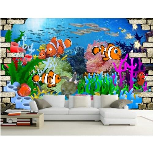 Custom mural 3d photo wallpaper Cartoon undersea world childrens room painting 3d wall murals wallpaper for walls 3 d