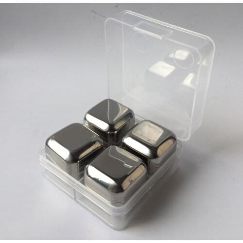 NEW 4pcs/set Whiskey Wine Beer Stones Stainless Steel Cooler Stone Ice Cube Chiller Stone W7279