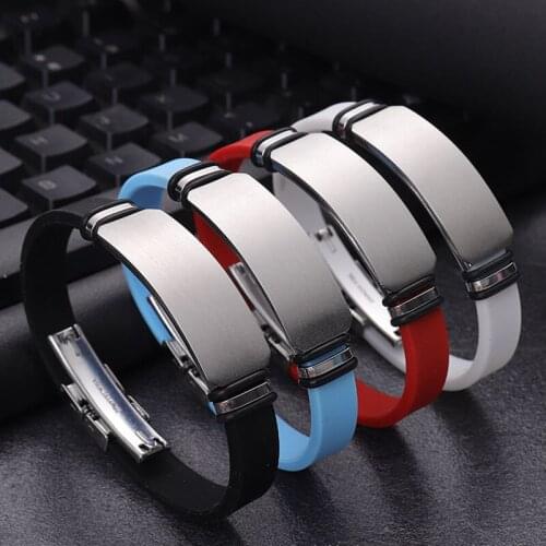 New Fashion Personality Couples Custom Logo Basketball Sports Stainless Steel Silicone Bracelet