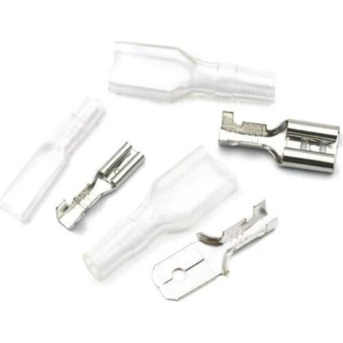 100pcs 50Sets Female Spade Connector 2.8 /4.8 /6.3 Crimp Terminal with Insulating Sleeves For Terminals 22-16AWG