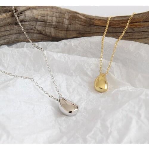 925 Sterling Silver Water Drop Clavicle Necklace 18K White Gold Teardrop Necklace Personality Short Silver Necklace 925 Jewelry