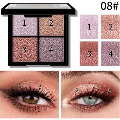 MISS ROSE Eyeshadow Palette Pearlescent Long Lasting 4 Colors Fashion Matte Waterproof Eyeshadow Palette for Beauty 4 Colors