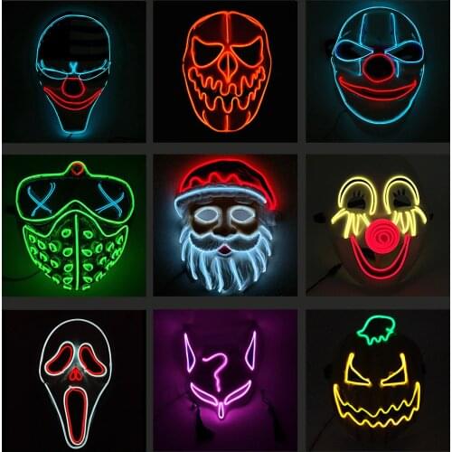 Payday Led Rave Mask Led Halloween Mask Dance DJ Happy EL Wire Mask For Carnival Masque Halloween Easter Birthday Party