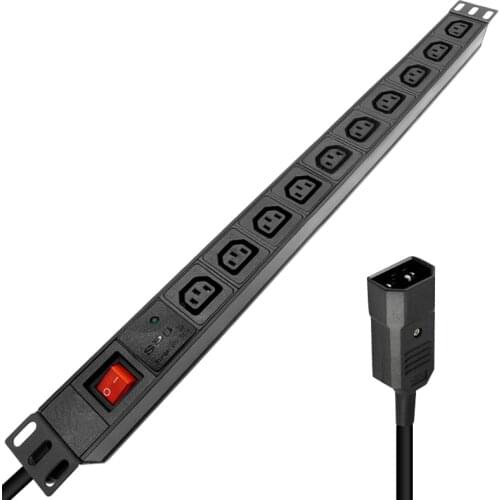 PDU Power Strip 10AC IEC C13 Socket Switch SPD Surge Protection 4000W 2M Cable For Server Network Cabinet Rack