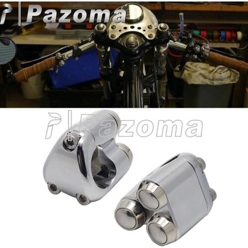 2pc Triple Handlebar Switches 3-Push-Button Momentary M-Switch Control Unit Kit for Bobber Chopper Cafe Racer One Inch Bar 7/8"