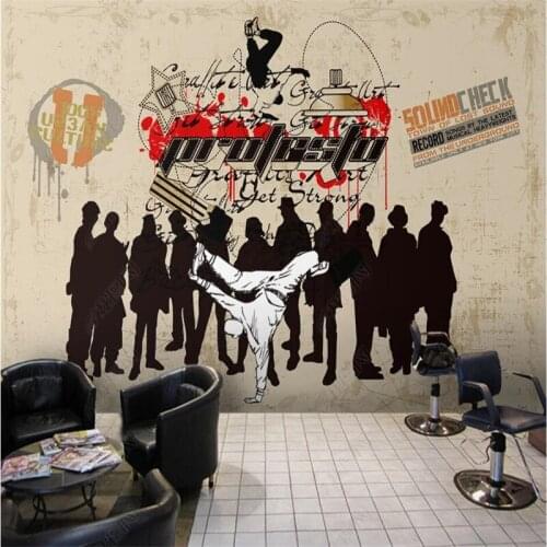 Personality Street Dance Graffiti Decor Wall Paper 3D Music Restaurant Club Industrial Decor Background Mural Wallpaper 3D