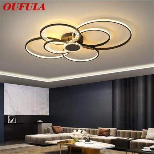 OUFULA Nordic Ceiling Light Contemporary Round Lamp Fixtures LED 3 Colors Home For Living Dining Room
