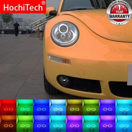Headlight Multi-color RGB LED Angel Eyes Halo Ring Eye DRL RF Remote Control For Volkswagen VW Beetle 2006 - 2010 Accessories