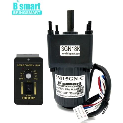 Bringsmart 3M15GN-C 220V AC Geared Motors 15W Induction Small Machine 10/20/30/50/100/150/200/300/500rpm Single-phase AC Motor