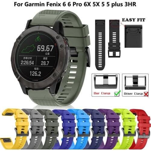 26 22MM Silicone Quick Release Watchband Strap For Garmin Fenix 6X 6 6 Pro Smartwatch Easyfit Wrist Band Strap Fenix 5X 5 5XPlus