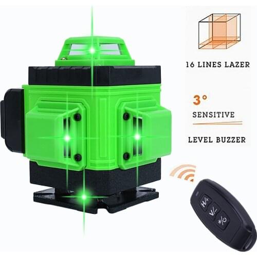 16/12 Lines Laser Levels Self-Leveling Horizontal Vertical Cross Line 520nm Wavelength +-2mm/5m High Precision Green Laser Level