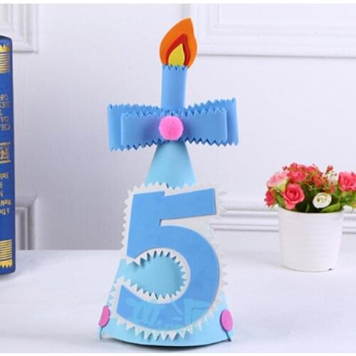Blue Pink Kid Birthday Party Hats Girls Kawaii Princess Crown Caps Women Birthday Candle Caps Photo Props Party Decoration