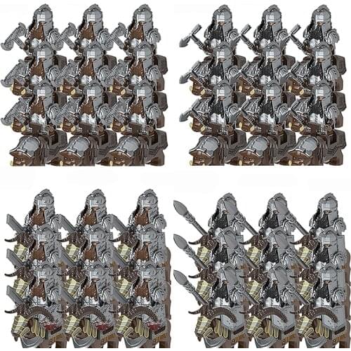 Medieval Military Dwarf Figures Building Blocks Soldier Weapons Helmets Parts Castle Knight Goat Accessories Bricks Children Toy