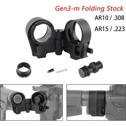 Tactical Gen 3-M AR Folding Stock Adapter Parts M4/M16 AR15 AR10 Rifle Receiver Extension Hunting Accessories Metal Black GPRE1