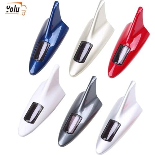 YOLU Car Shark Fin Antenna Solar Powered Warning Lamp Aerials for BMW/Honda/Toyota/VW LED Car Roof Decorativw Antenna