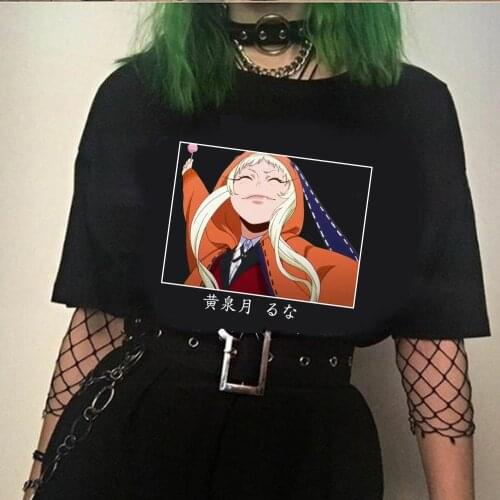 Funny Kakegurui T Shirt Women Men Japanese Anime Yomoduki Runa Tshirt Kawaii Top Tees