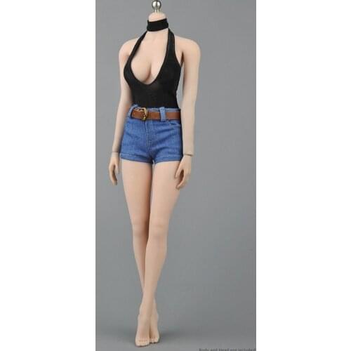 1/6 Scale Female Sexy V-Collar Bodysuit Shorts Clothing Set No Head & Body F 12" Female Figure Toy