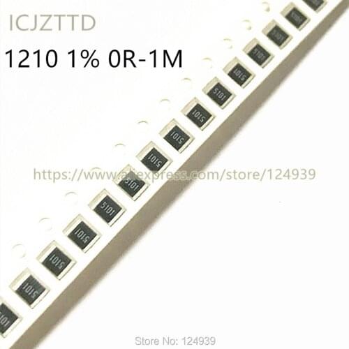 100PCS SMD 1210 1% F 3225 3.2*2.5 1/3W 1.2K 1K2 1.3K 1K3 1.5K 1K5 1.6K 1K6 1.8K 1K8 2K 2K0 2.2K 2K2 2.4K 2K4 2.7K 2K7 3K 3K0