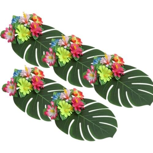 12pcs Tropical Plant Palm Leaves Artificial Palm Leaf Green Faux Leaves Safari Leaves Hawaiian Luau Party Decorations Supplies