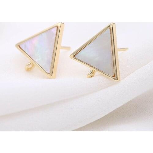 20pc Hypoallergenic Earrings Post Hanger Connectors MOP Shell Square Charms Base 14K Gold Color DIY for Women Dangle Earrings