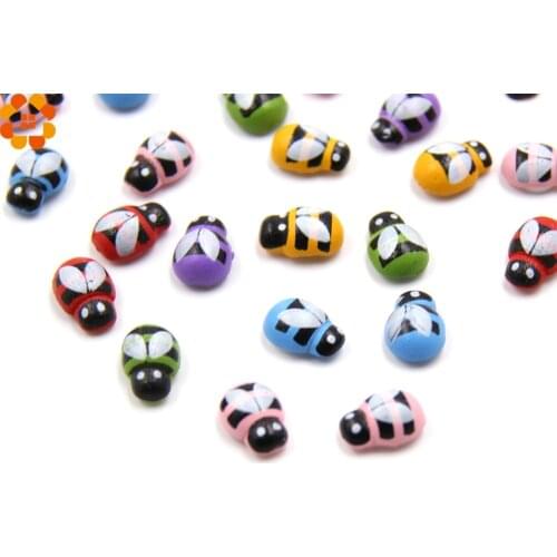 200PCS DIY Mini Bee Wooden Ladybug Sponge Self-adhesive Stickers Fridge/Wall Sticker Home Decoration Kids Scrapbooking Kids Toys