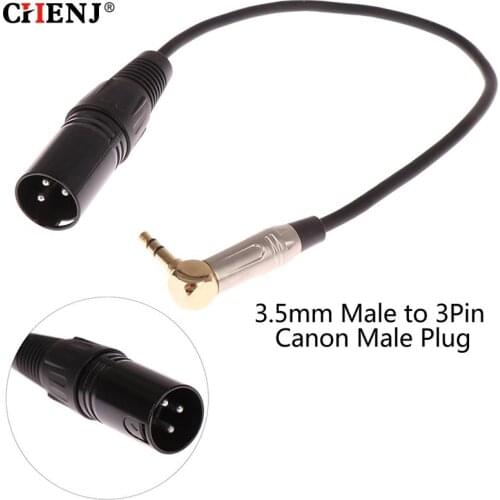 30cm XLR 3-Pin Male To 90 Degree Elbow 3.5mm Stereo Plug Audio Cord Adapter Microphone Mic Cable TRS Cable Jack 3.5 Male To Male