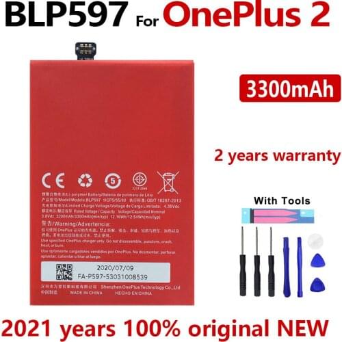 100% Original Phone Battery BLP597 3200/3300mAh For OnePlus 2 A2001 High Quality Replacement Li-ion Batteries Free Tools