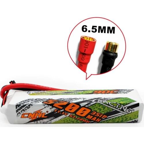 CNHL Lipo 3S 11.1V RC Battery 5200mAh 90C Lipo Battery For RC Heli Drone Cars Boats Parts With 6.5mm Bullet Plug